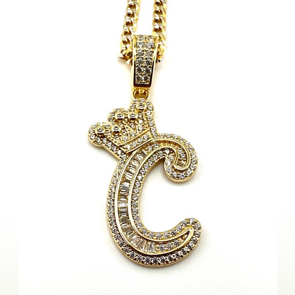 18K Gold Plated over 925 Solid Sterling Silver Letter C Initial Necklace - Picture 4 of 8